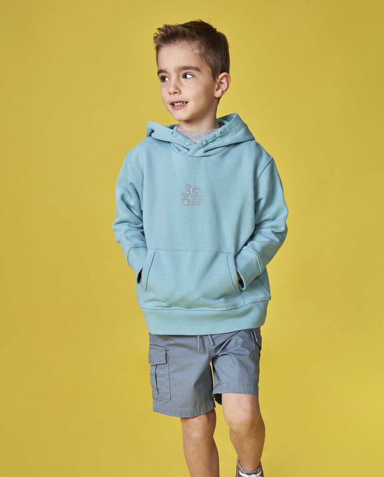 Pantacourt cargo &agrave; taille &eacute;lastique bleu clair