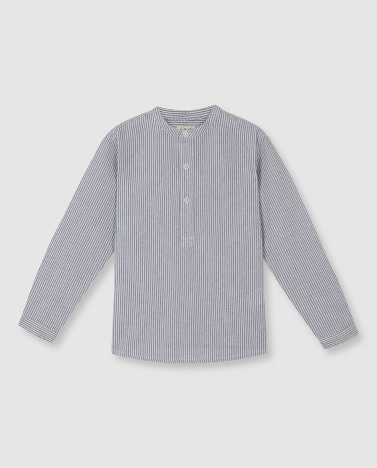 Chemise en lin &agrave; rayures grises