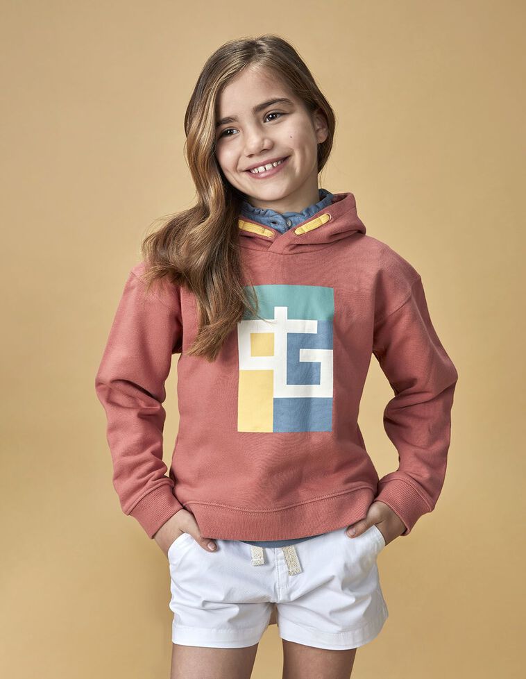 Rosa Sweatshirt mit geometrischem Muster
