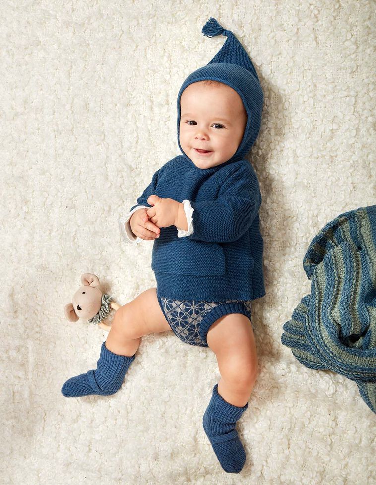 Pull en tricot à capuche bleu