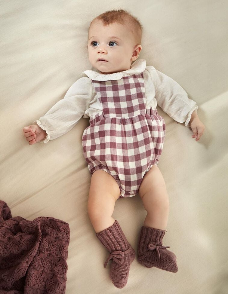 Macacão curto xadrez vichy roxo Macacão curto xadrez vichy roxo