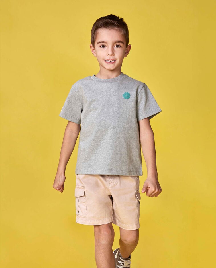 Pantacourt cargo &agrave; taille &eacute;lastique coloris pierre