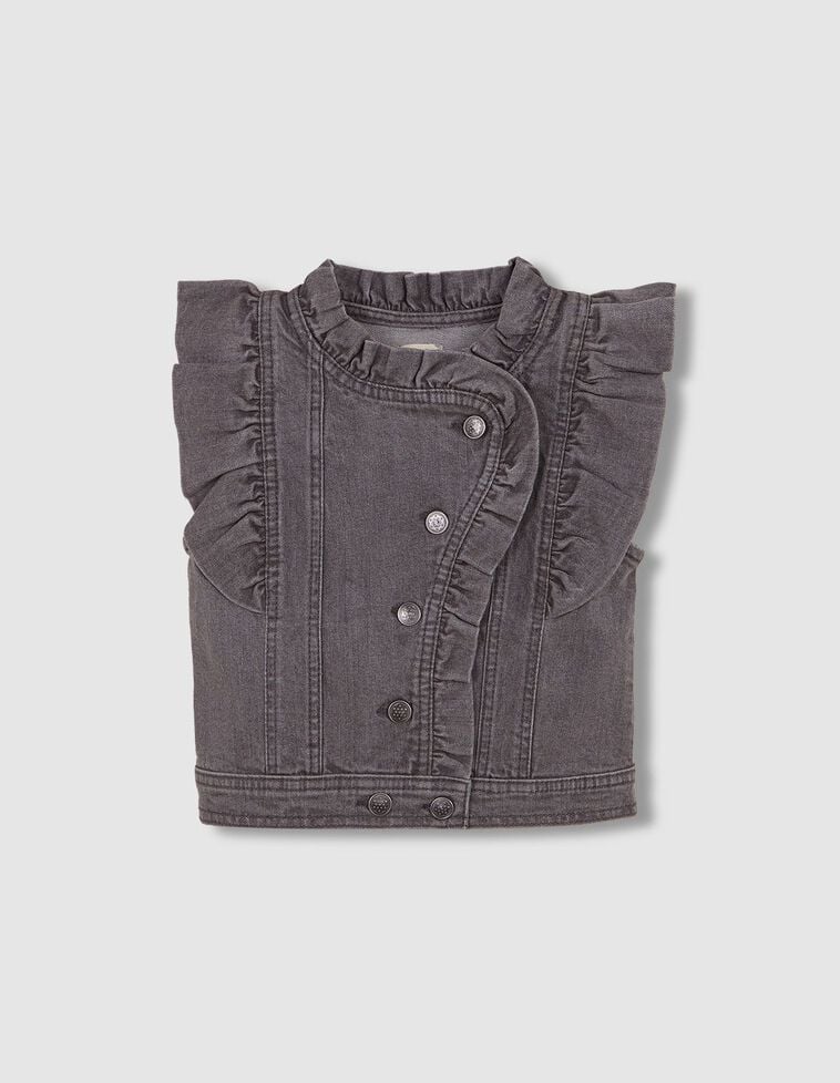 Gilet en jean à volants gris Gilet en jean à volants gris