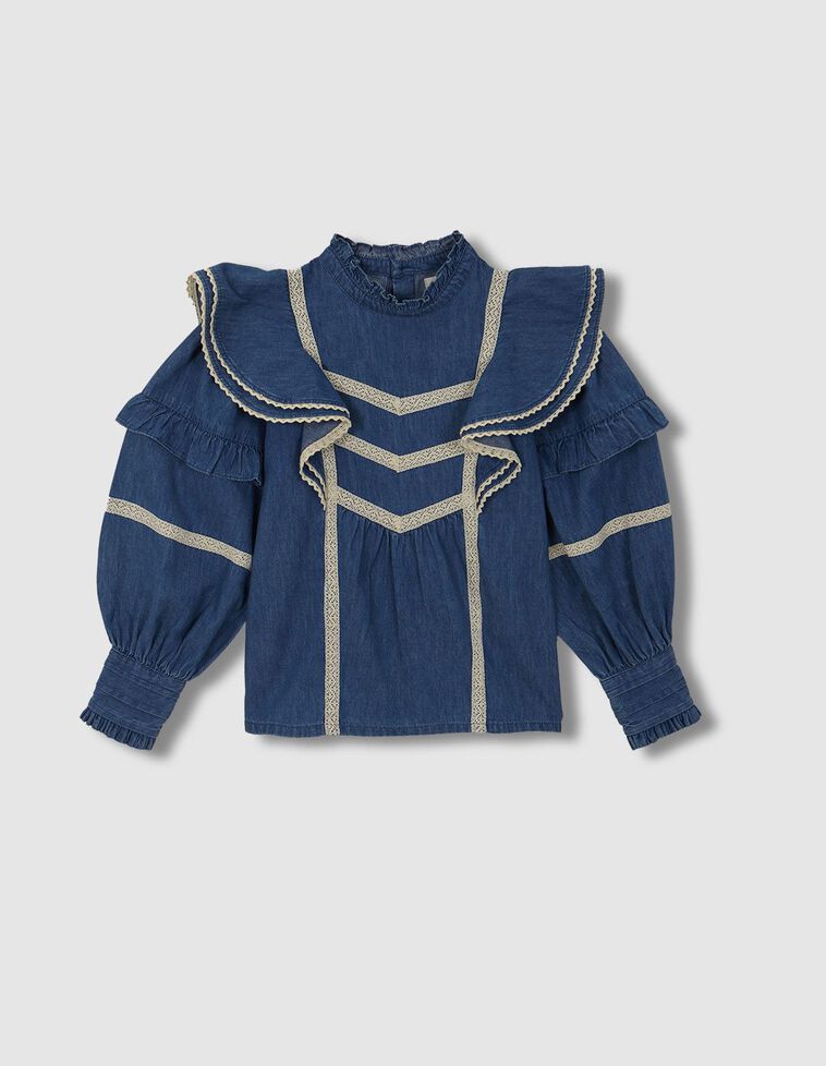 Blouse en denim bleu clair