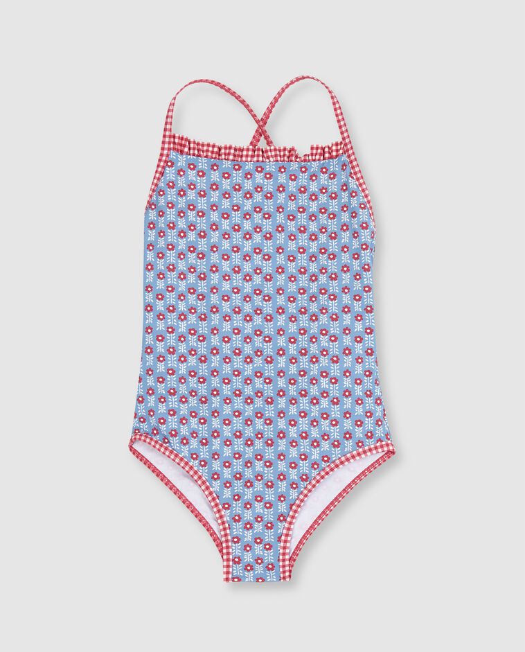 Maillot de bain &agrave; double imprim&eacute; bleu clair