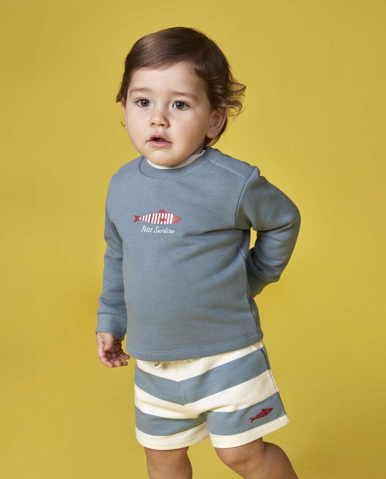 Sweat &agrave; motif bleu clair