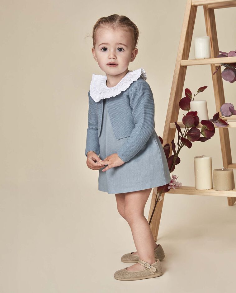 Veste courte en point mousse gris