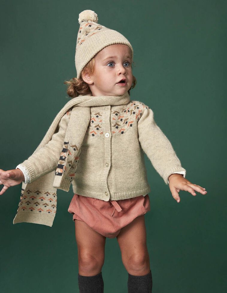 Écharpe couleur pierre à motif jacquard