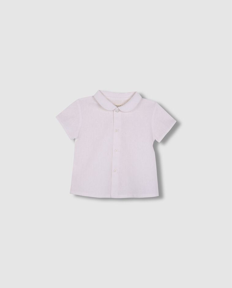 Chemise &agrave; manches courtes en lin blanche