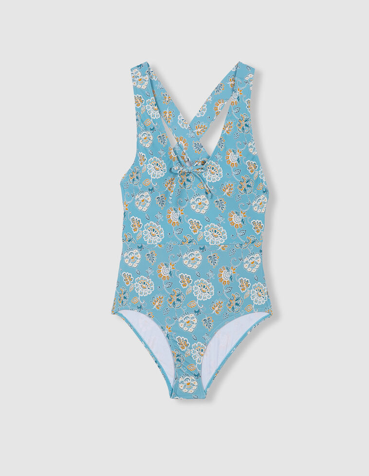 Maillot de bain mère imprimé tâches bleu clair