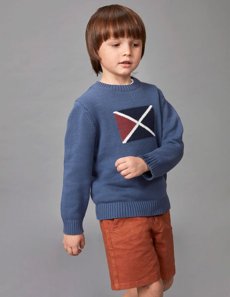 Maglione con intarsio color blu medio 