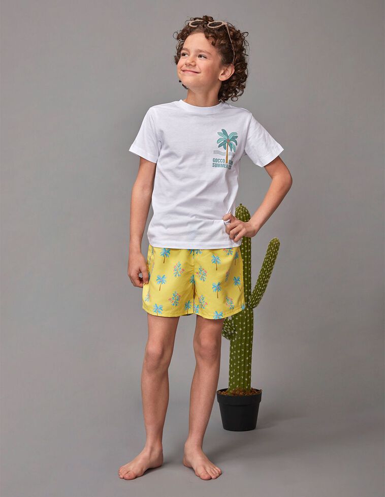 T-shirt com estampado de palmeiras  branca 