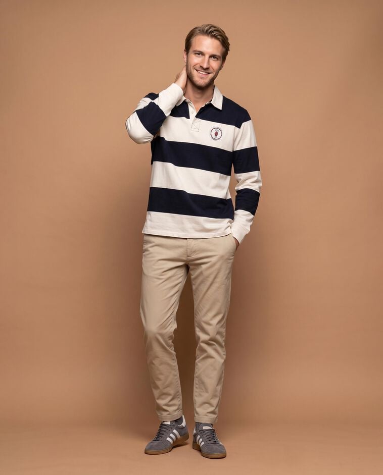 Polo azul &agrave;s riscas pai