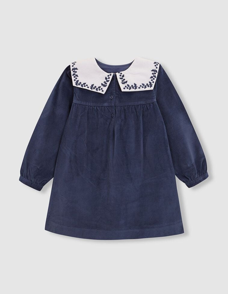 Robe à col brodé bleu