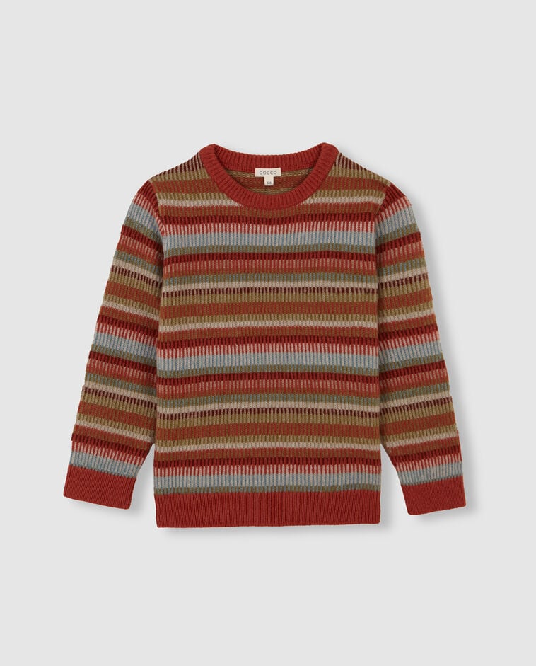 Camisola laranja com motivos jacquard e canelado menino