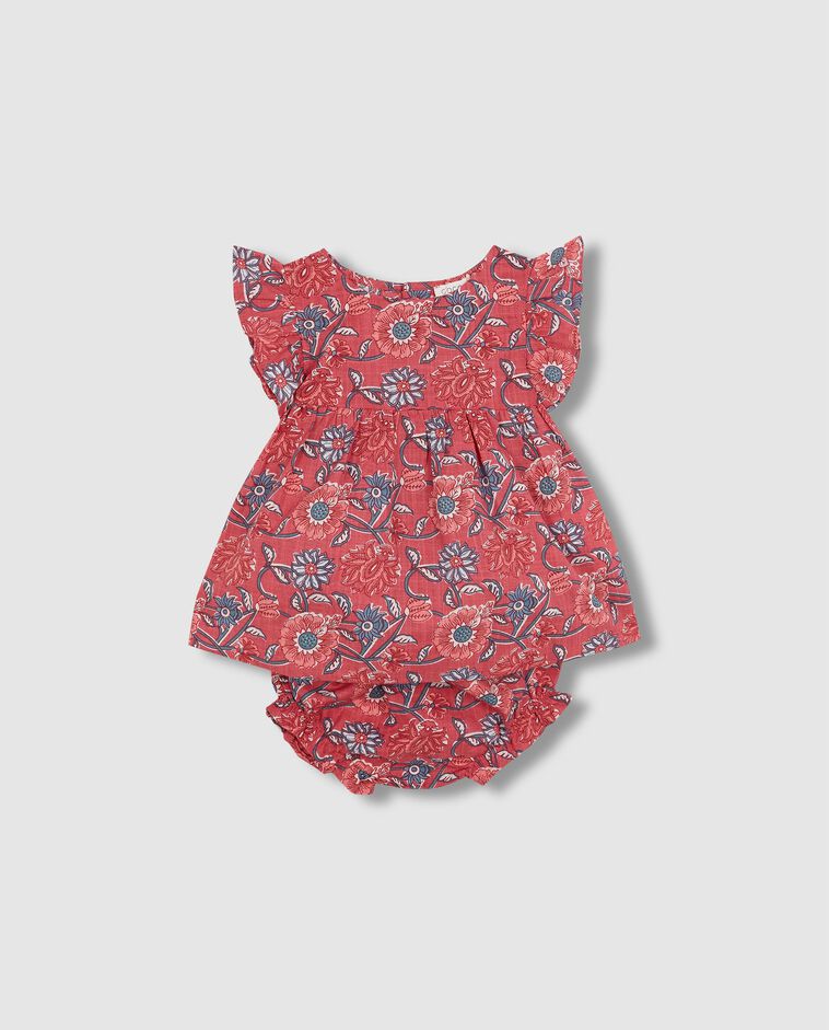 Robe imprim&eacute;e &agrave; fleurs rose