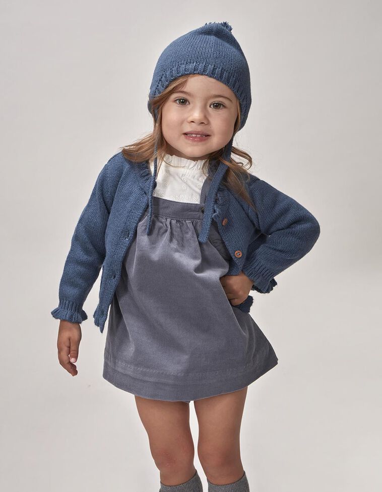 Veste en laine brodée bleue