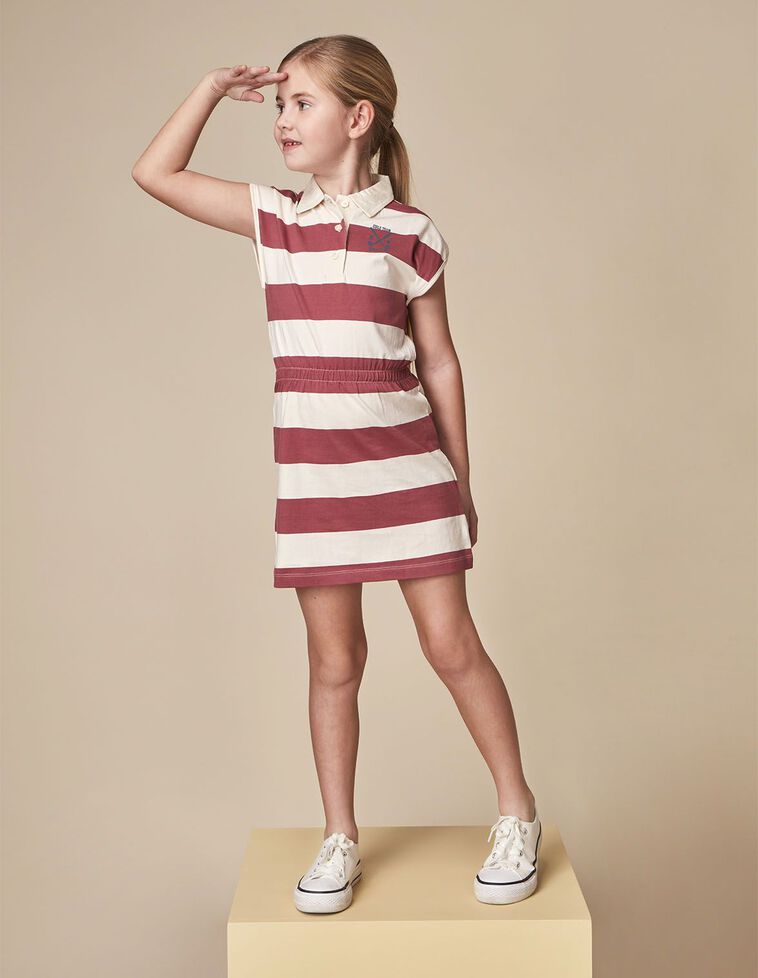 Robe polo rayée rose
