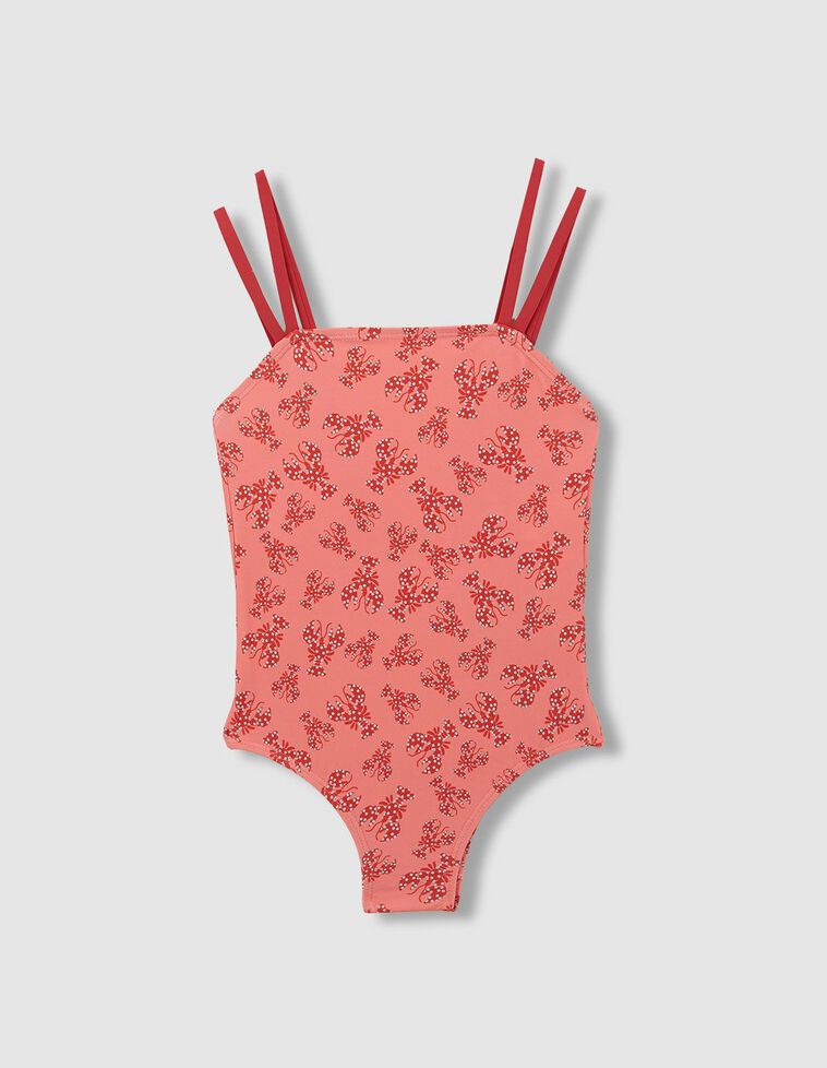 Fato de banho com estampado de lagostas rosa
