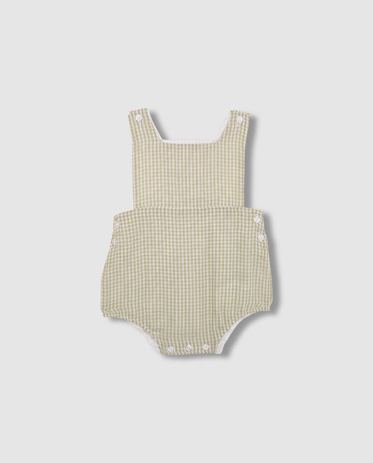 Barboteuse imprim&eacute; vichy blanche