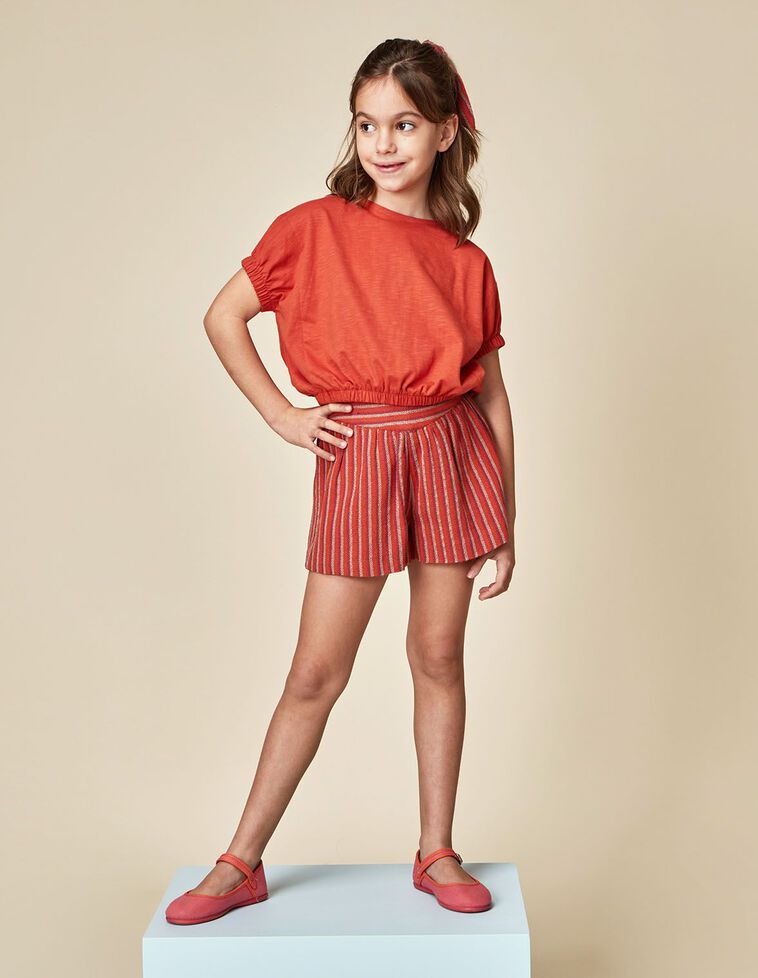 Pantalon à rayures multicolores orange