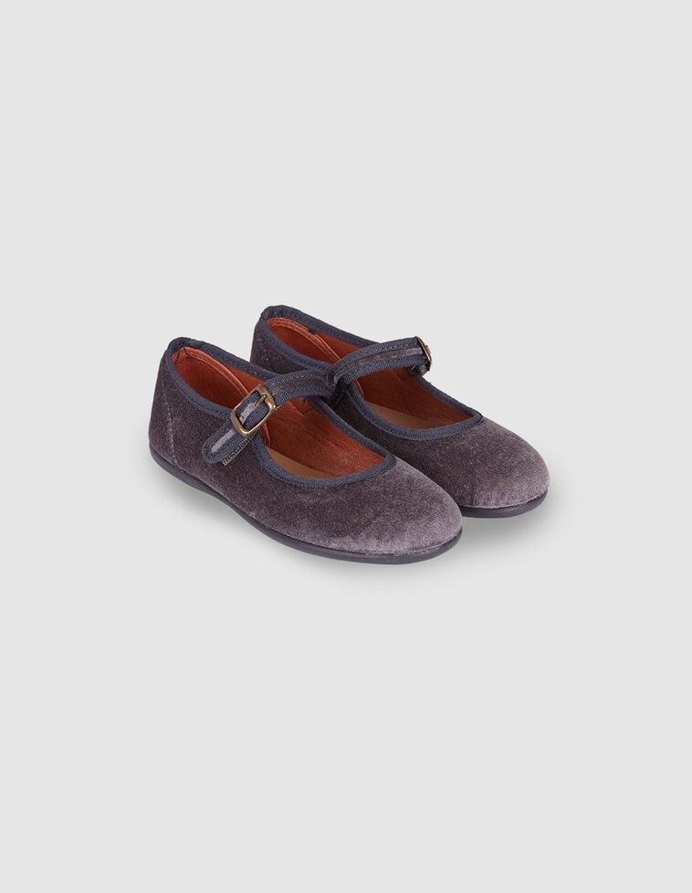 Ballerines en velours gris