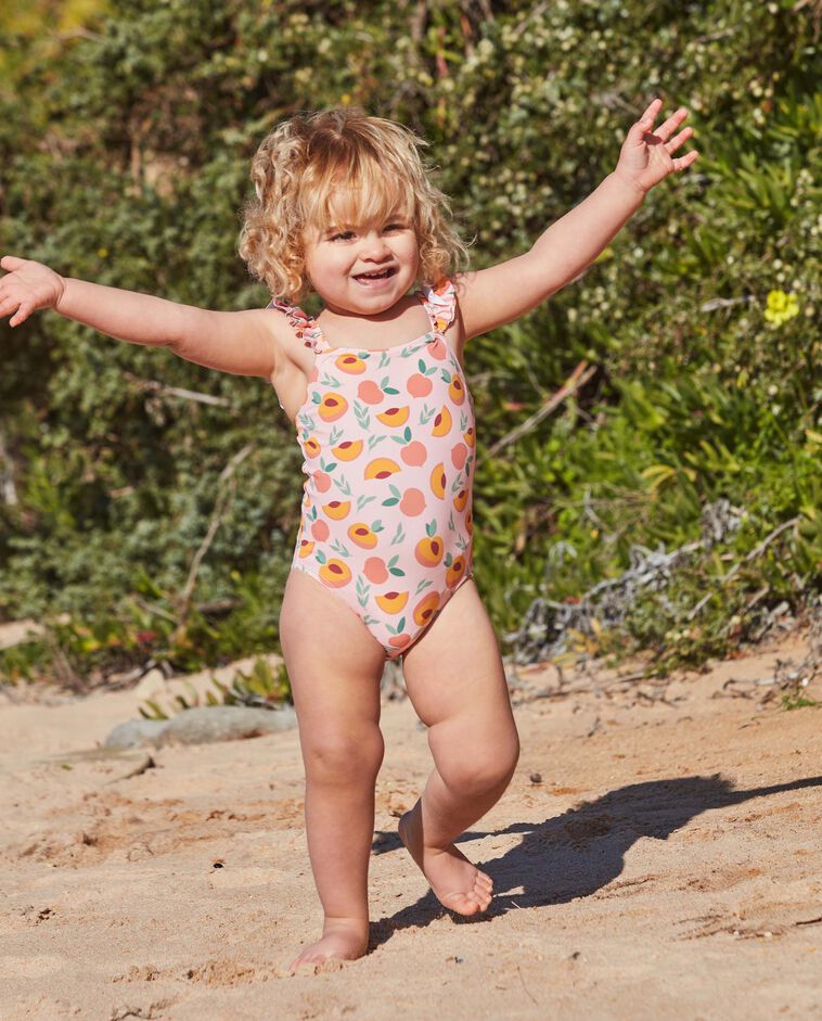 Maillot de bain &agrave; imprim&eacute; p&ecirc;ches rose