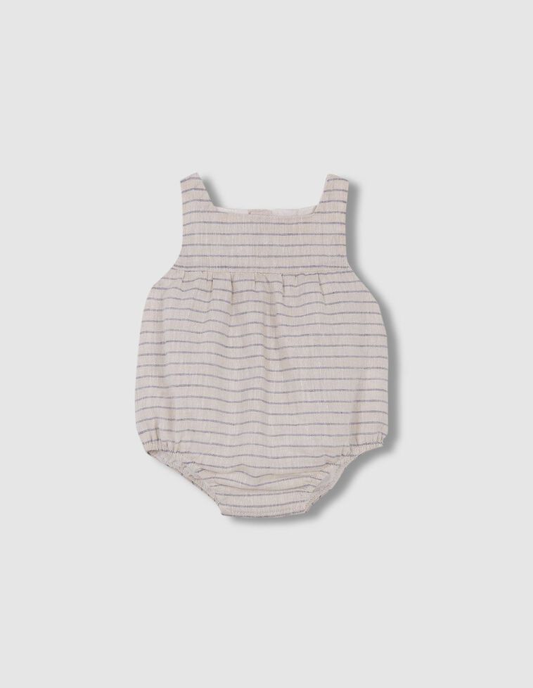 Babygrow sem pernas com padrão de riscas  pedra