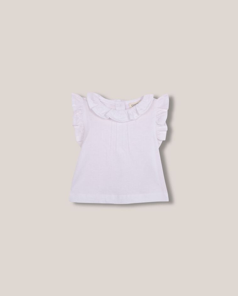 T-shirt &agrave; volants blanc