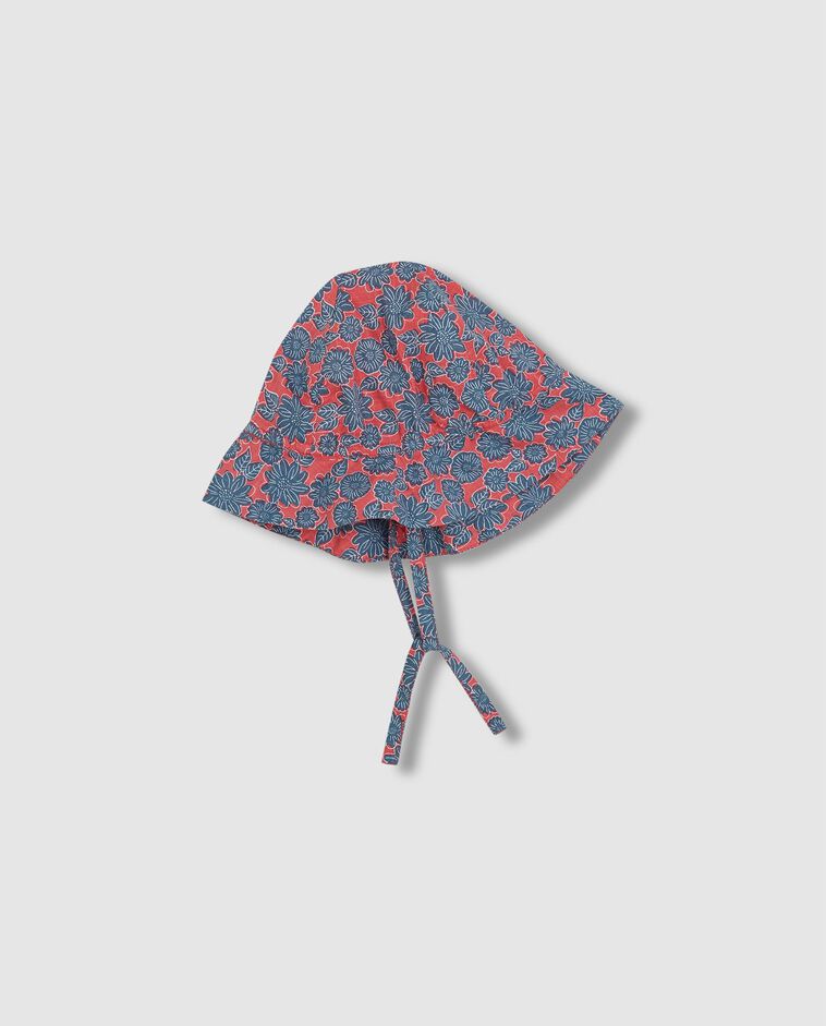 Chapeau avec ruban &agrave; grandes fleurs rose