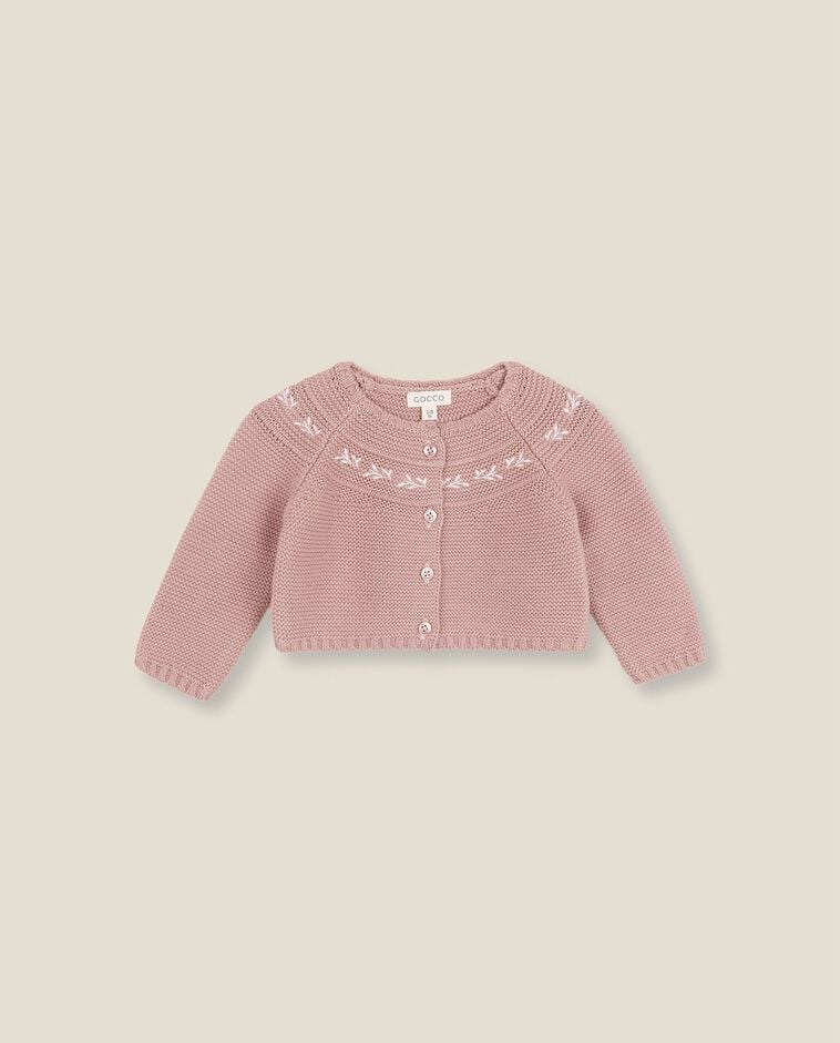 Cardigan rose en maille nouveau-n&eacute;