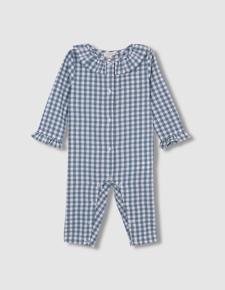 Pijama Gola Folho De Xadrez Vichy Petróleo Claro