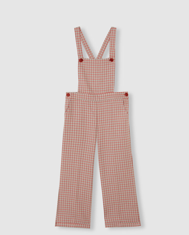 Salopette marron pied-de-poule fille