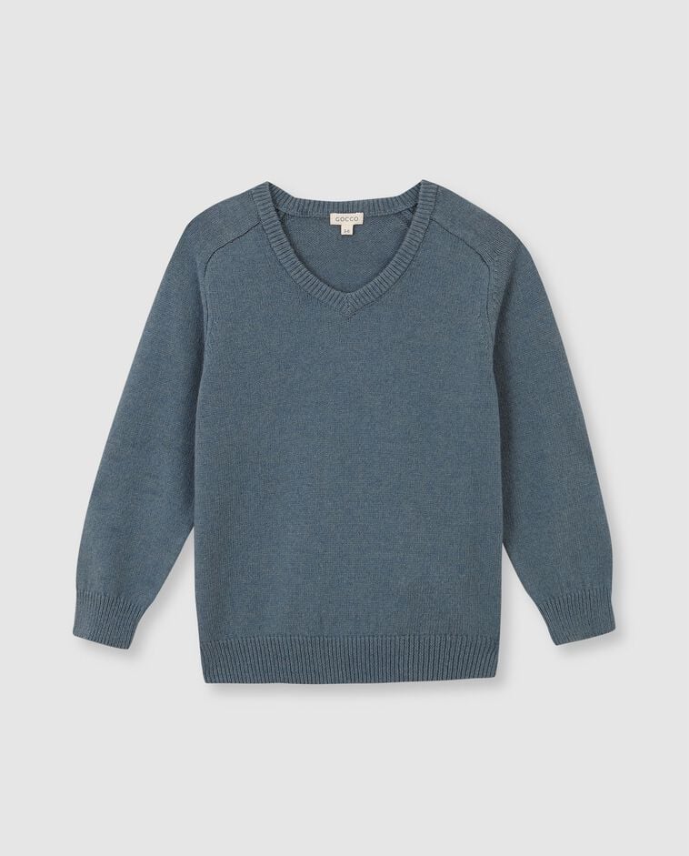 Gr&uuml;ner Pullover mit V-Ausschnitt Junge