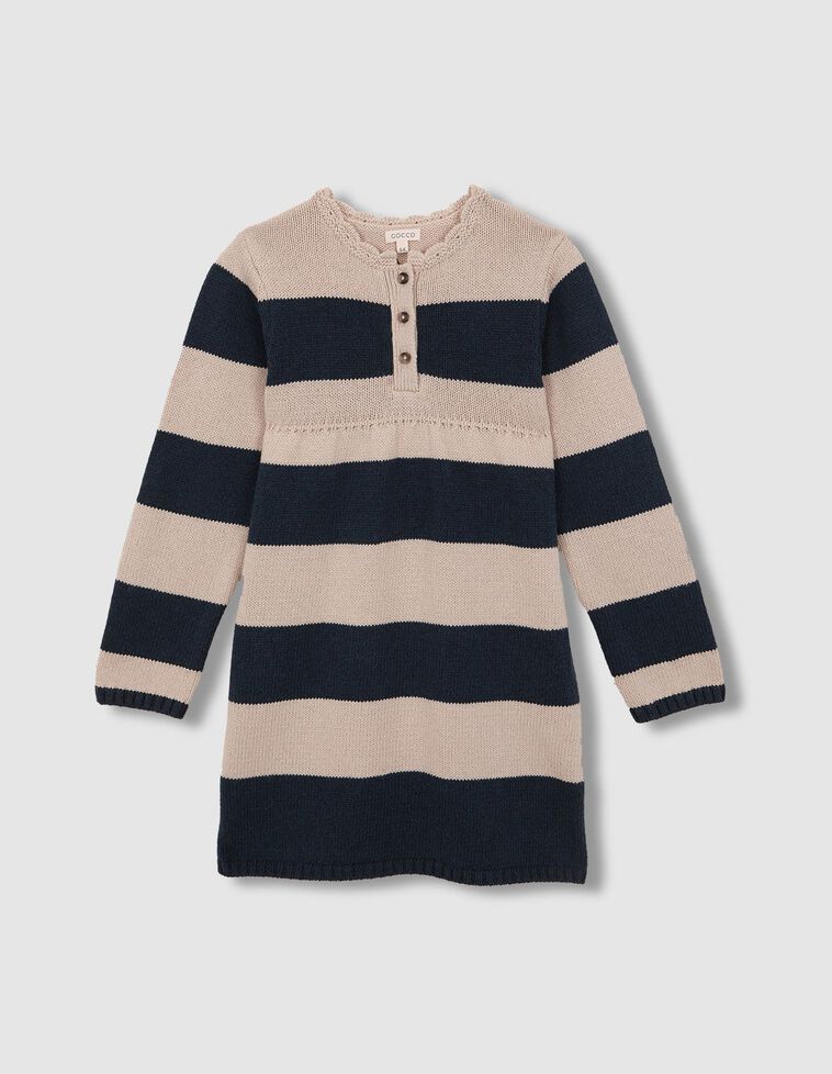 Vestito polo a righe in maglia con lana verde