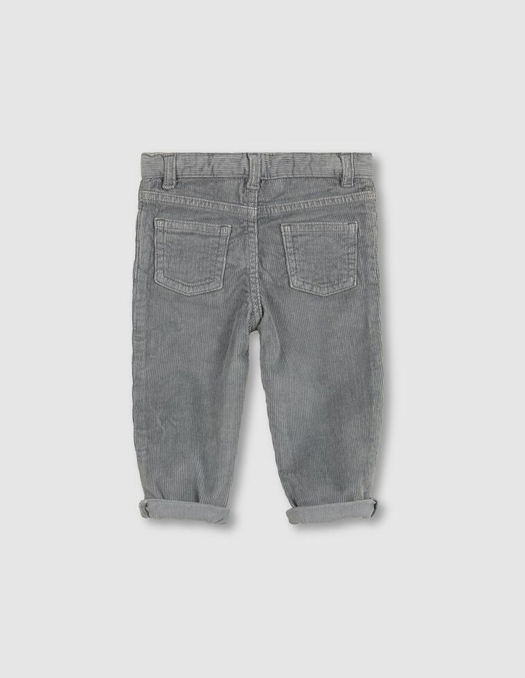 Pantalon cinq poches en velours côtelé gris