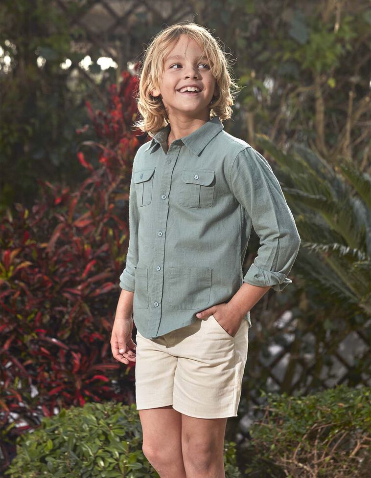 Camicia con quattro tasche verde