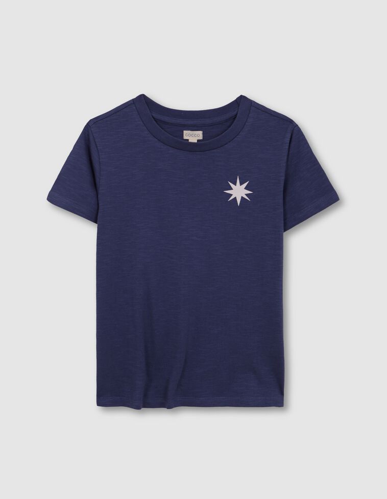 Maglietta blu con stampa grezza stella blu
