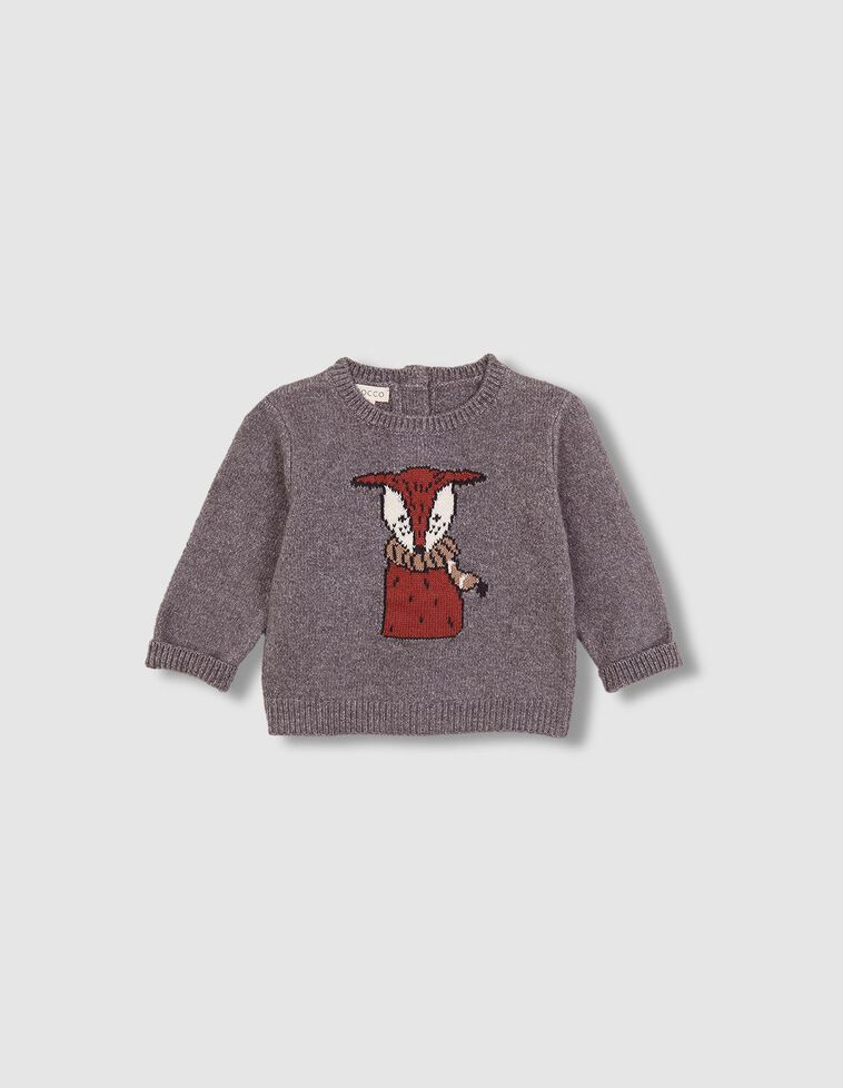 Pull motif renard gris