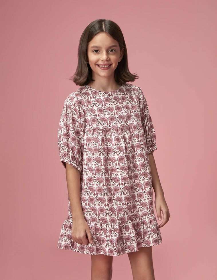 Vestido estampado flores rosa