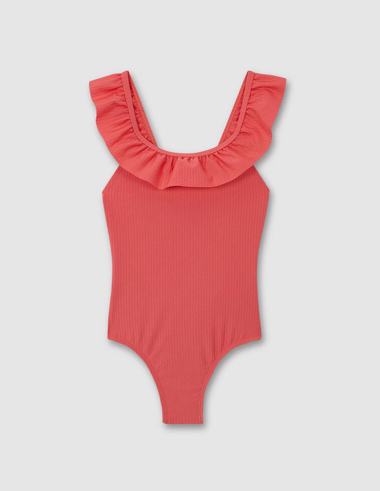 Costume da bagno in tessuto seersuker color corallo