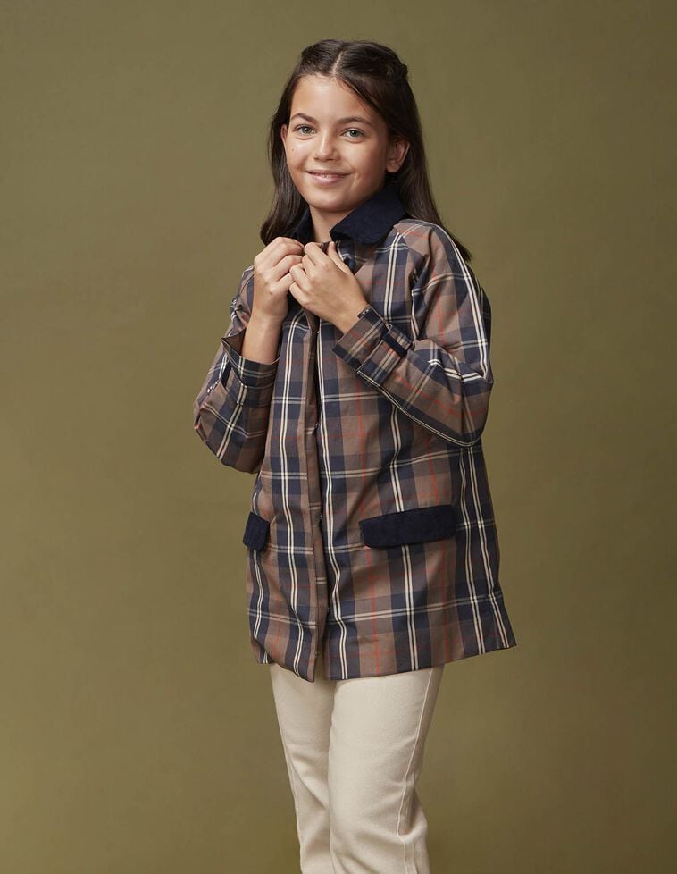 Veste à carreaux avec gilet intérieur amovible bleu Veste à carreaux avec gilet intérieur amovible bleu