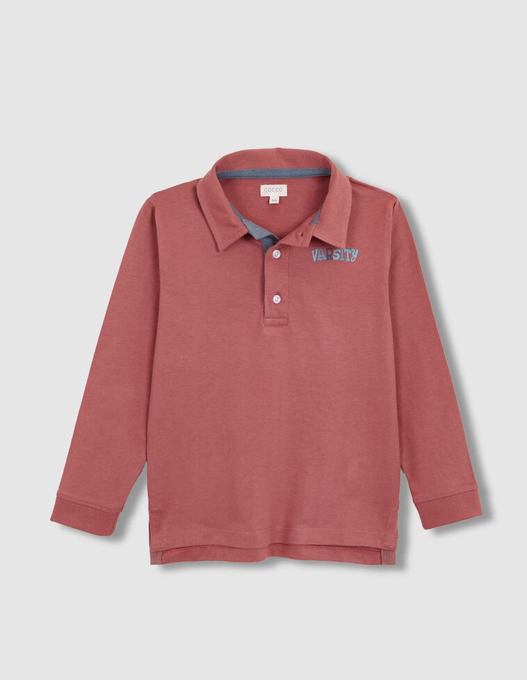 Polo uni avec motif rose dans le dos
