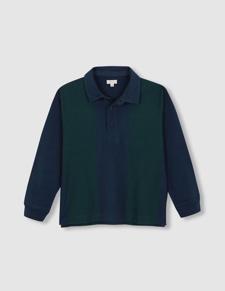Polo a righe verticali blu