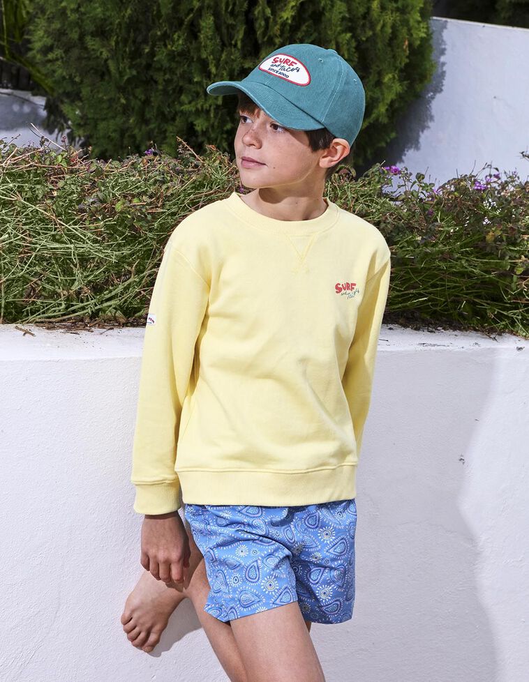 Sweat jaune imprimé taco
