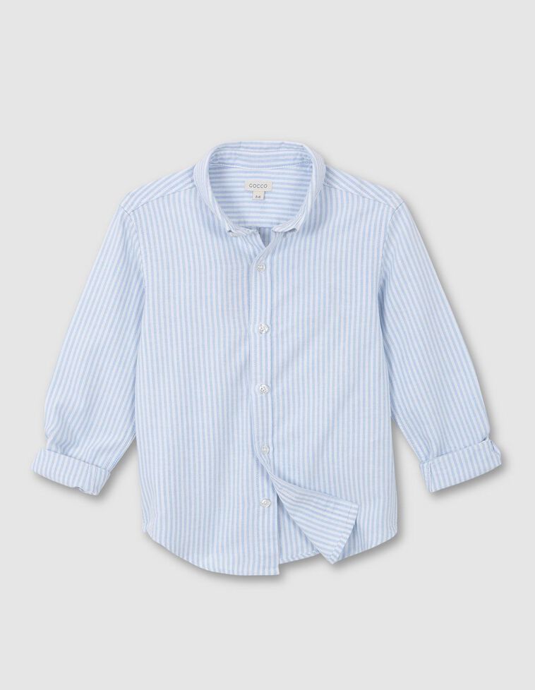Camisa com padrão de riscas Oxford  azul claro