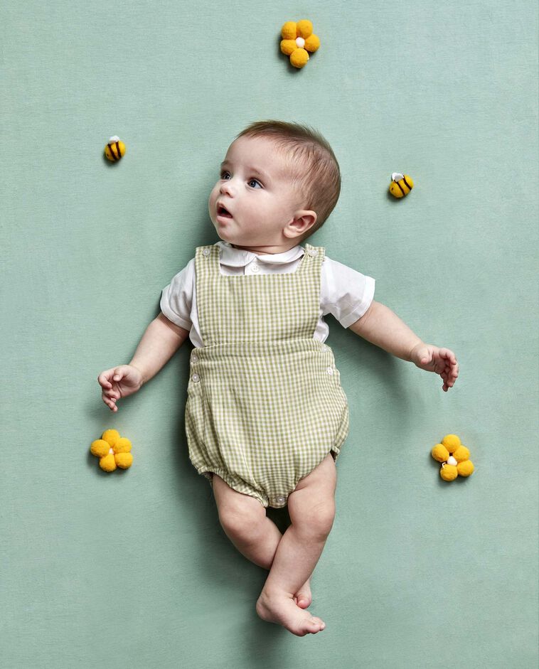 Barboteuse en vichy blanc