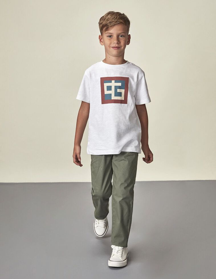 Pantaloni Chino Vita Elastica Kaki
