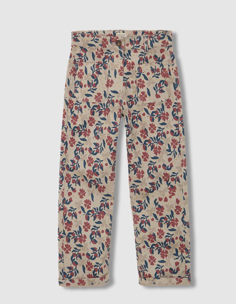 Pantalon marron imprimé fleurs
