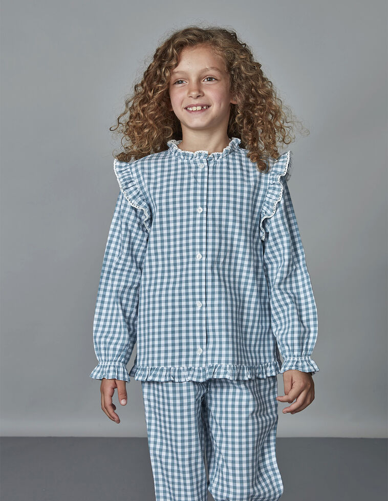 Pijama Xadrez Vichy Petróleo Claro